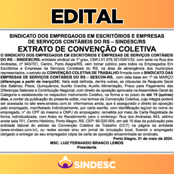 Edital Convenção Coletiva 2024/25