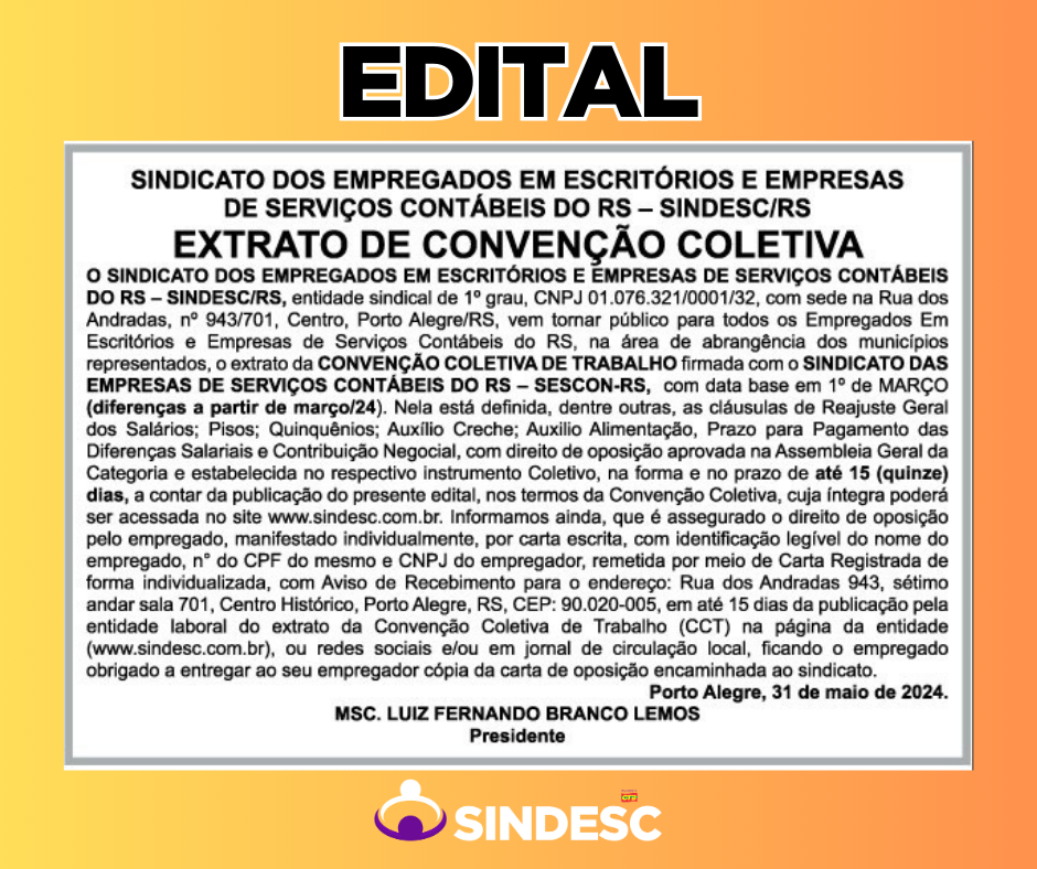 Edital Convenção Coletiva 2024/25